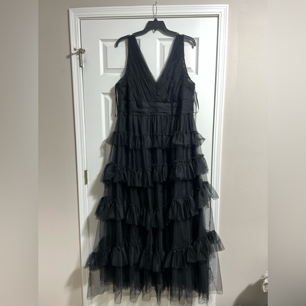 Betsy & Adam Black Layered Maxi Dress